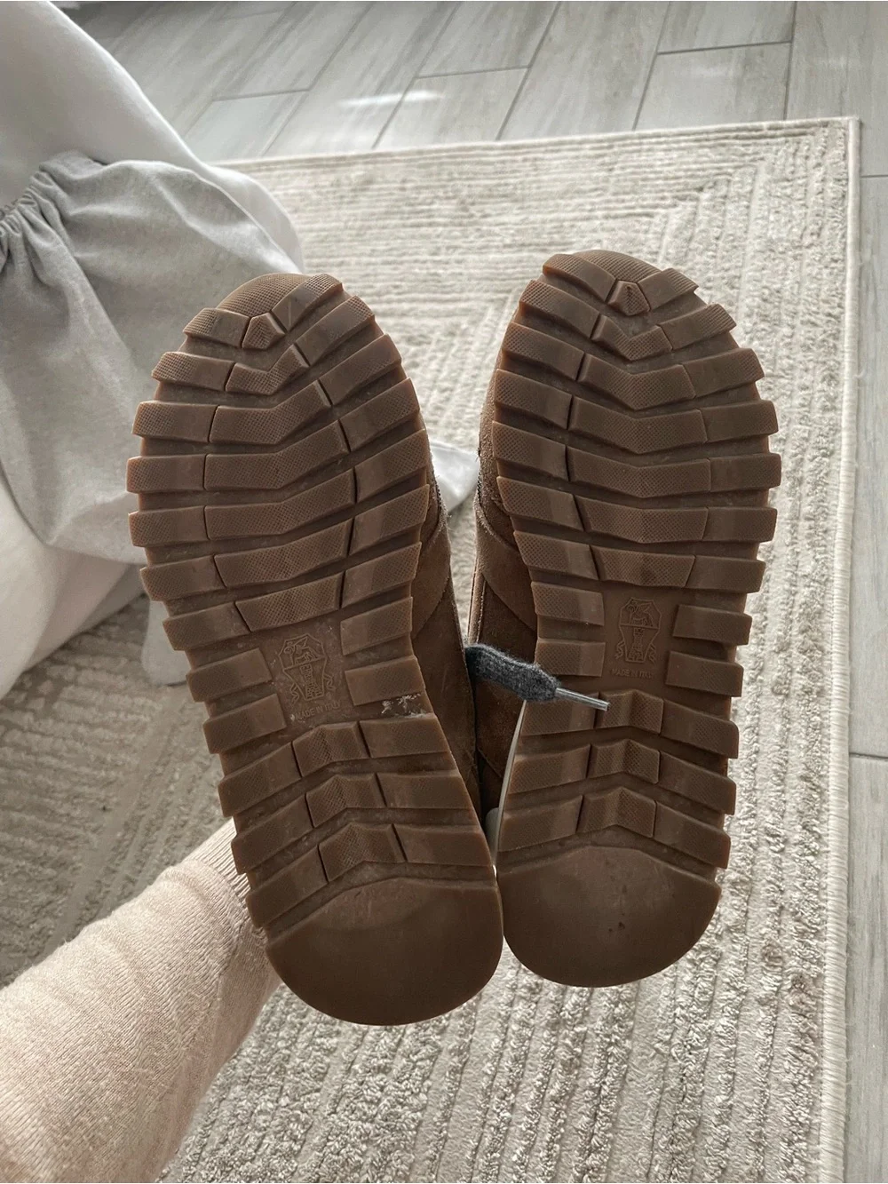 Brunello Cucinelli - Suede runners with Monili Copper Low Top Sneakers